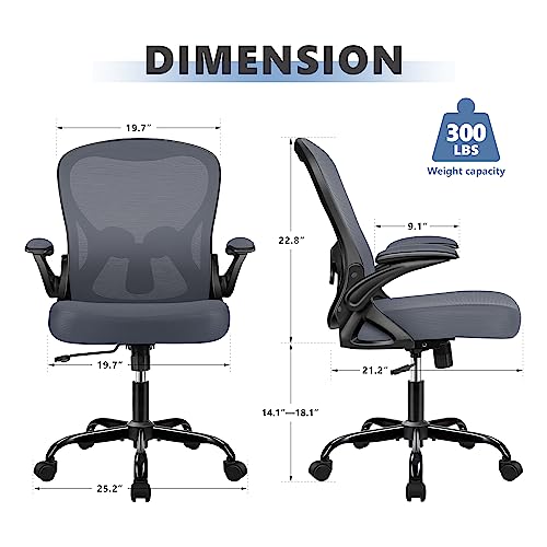 WINRISE OFFICE CHAIR DESK CHAIR ERGONOMIC MESH COMPUTER CHAIR - DARK GRAY - Like New