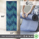GAIAM YOGA MAT - PREMIUM 6MM PRINT REVERSIBLE EXTRA THICK NON SLIP - BLACK/BLUE - Brand New