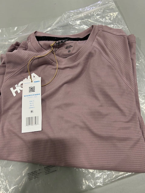 HOKA ONE ONE WOMEN'S GLIDE 3/4 SLEEVE, SIZE: XS - PINK - Brand New