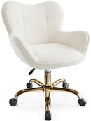 BESTERA VANITY CHAIR WITH WHEELS, CUTE HOME OFFICE DESK CHAIRS - WHITE/BROWN - Like New