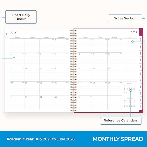 BLUE SKY 2025 2026 WEEKLY MONTHLY ACADEMIC CALENDAR JULY 2025 JUNE 2026 MAHALO - Like New