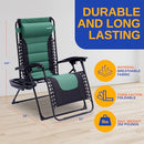 SereneLife Padded Zero Gravity Lounge Chair - Reclining Patio Chairs - Green - Like New