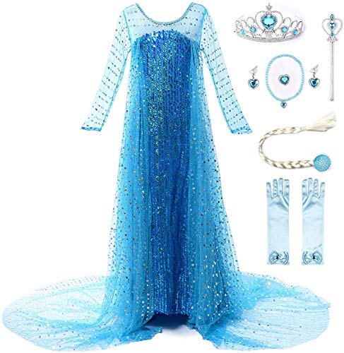 JERRIS APPAREL JERRISAPPAREL GIRLS PRINCESS COSTUME BIRTHDAY PARTY - SIZE 7 BLUE - Like New