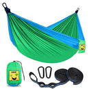 SZHLUX Kids Hammock - Camping Gear with 2 Tree Straps and Carabiners Blue/Green - Like New