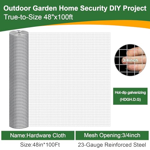 48" x 100ft Hardware Cloth Hot-Dip Galvanized Welded Wire Mesh Heavy Duty 23 Ga - Brand New