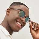 RAY-BAN UNISEX CLUBMASTER CLASSIC SQUARE SUNGLASSES RB3016 - BLACK/GOLD/GREEN - Brand New