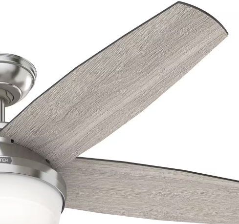 Hunter Avia 2 LED Light 52" Brushed Nickel Light Gray Oak Blades CC59601-A Like New