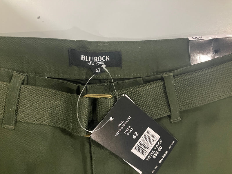 BLU ROCK MENS BELTED CARGO SHORTS - SIZE: MEN 42 - OLIVE - Like New