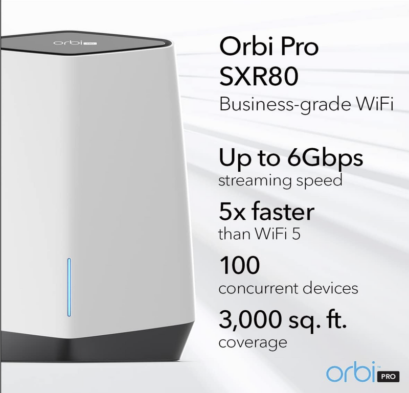 NETGEAR Orbi Pro WiFi 6 AX6000 Tri-Band Mesh Router SXR80-100NAS Like New