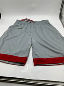 JUMP START MEN'S LIGHTWEIGHT MOISTURE WICKING MESH SHORTS - SIZE: L - SLIVER/RED - Brand New