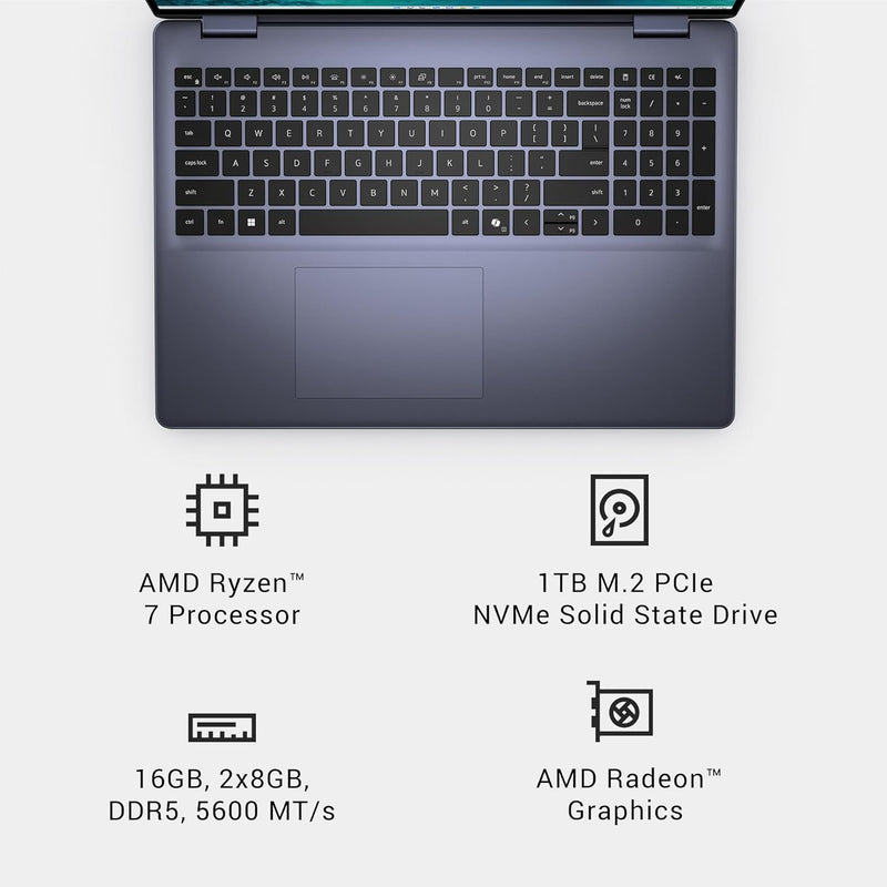 DELL INSPIRON 5645 16" FHD+ RYZEN 7 8840U 8GB 1TB SSD - MIDNIGHT BLUE - Like New