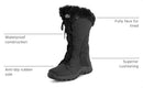 POLAR Womens Quilted Faux Fur Cuff Winter Duck Snow Rain Boots Size: 11 - Black - Like New