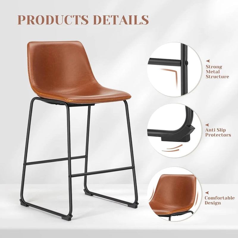 NEWBULIG 26 INCH COUNTER HEIGHT BAR STOOLS SET OF 2 - BROWN - Like New