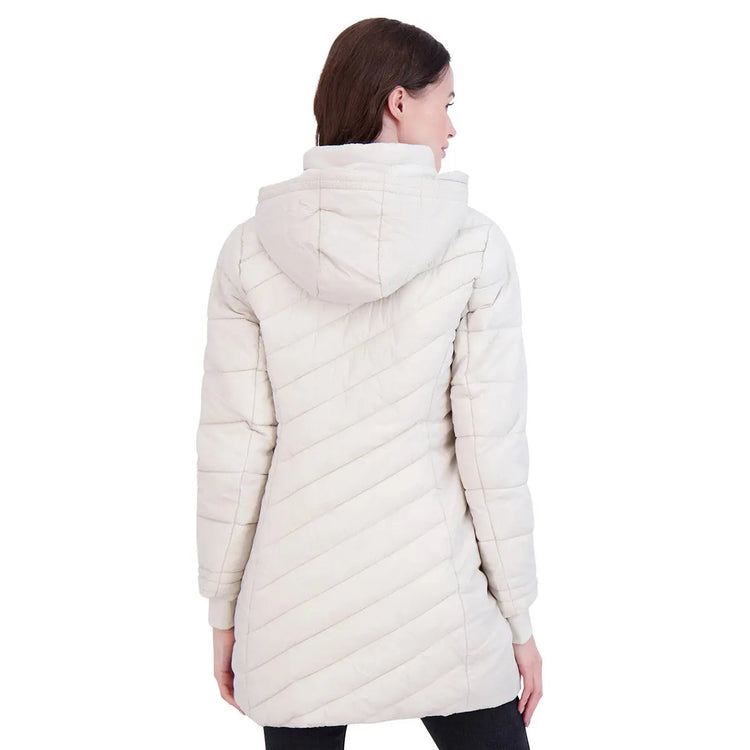 SPYDER WOMEN'S BOUNDLESS LONG HOODED PUFFER JACKET - MEDIUM - WHITE, SPFGM045 - Brand New