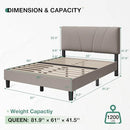 NOVILLA BED FRAME QUEEN SIZE WITH WOOD SLATS SUPPORT N-F12007-Q-BR-N2 - BEIGE - Like New
