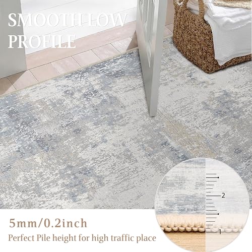 8x10 WondRg Washable Area Rug - Blue Cream - Like New