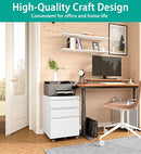 SISESOL 3 Drawer Mobile File Cabinet Under Desk Storage, Lock, 11" - White - Like New