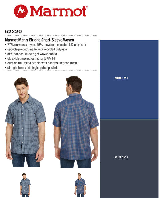 62220 Marmot Men's Elridge Woven Short-Sleeve Shirt New