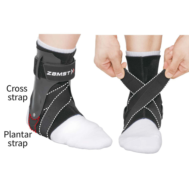 Zamst A2-DX Sports Ankle Brace with Protective Guards, Left Large - Black Like New