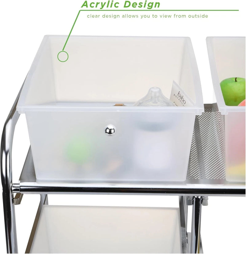 MIND READER 6-DRAWER ROLLING UTILITY CART IN WHITE & SILVER - Like New