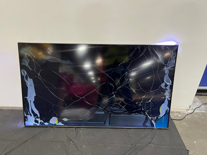 For Parts: Samsung 55”QLED 4K SmartTizen TV QN55Q60BAFXZA CRACKED SCREEN MISSING COMPONENTS