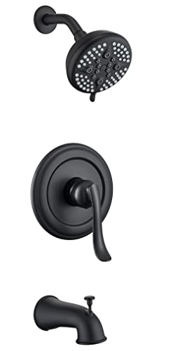 ELLO&ALLO MATTE BLACK SHOWER FAUCET TUB SPOUT SINGLE HANDLE COMBO SET - BLACK - Like New