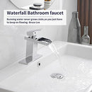 BWE WATERFALL BATHROOM FAUCET CHROME POLISHED MODERN SINK SINGLE HOLE HANDLE - Like New