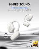 Baseus Open-Ear Headphones, Hi-Res Wireless Audio with LDAC, Rich Bass, White - Like New