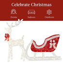 Best Choice Products Lighted Christmas 4ft Reindeer & Sleigh Outdoor - White - Brand New