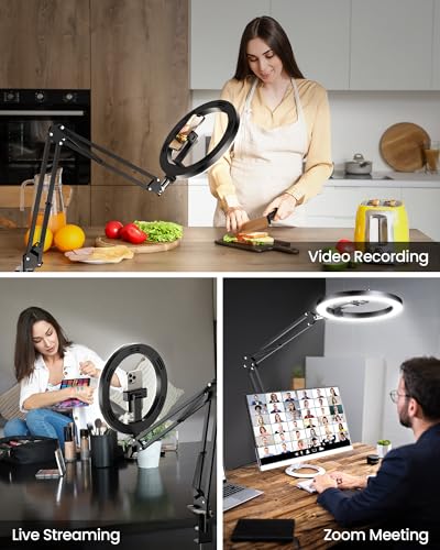 Evershop Upgrade Ring Light Overhead Light 10” Selfie Light Stand F-619 - BLACK - Like New