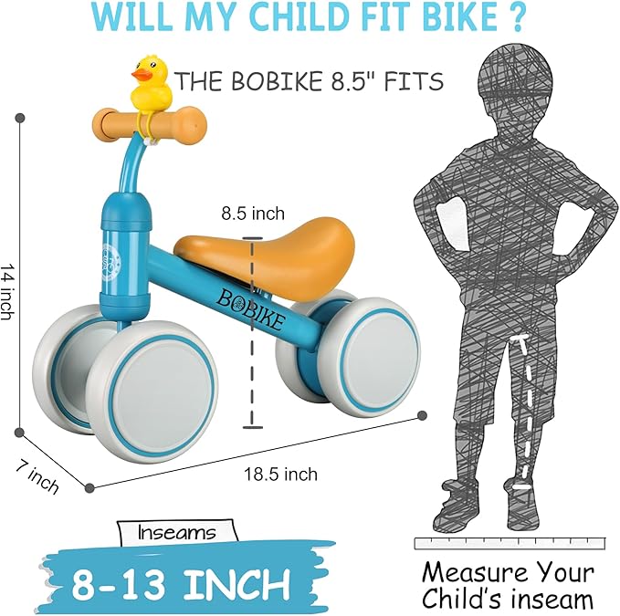 BOBIKE Baby Balance Bike Toys Toddler 4 Wheels Bicycle HB01 - Lake Blue Like New