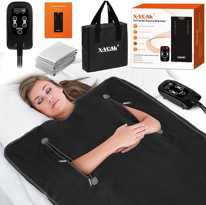 X-Vcak Sauna Blanket Sauna Portable 86-158℉ 20-60 Minutes Timer - Black - Like New
