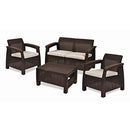 KETER CORFU 4 PIC SET ALL WEATHER OUTDOOR PATIO GARDEN FURNITURE - BROWN - Like New