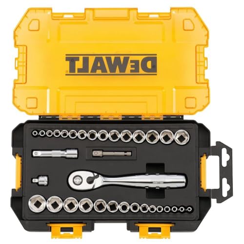 DEWALT SOCKET SET 1/4-INCH & 3/8-INCH DRIVE SAE/METRIC 34-PIECE (DWMT73804) - Like New