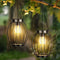 VERRON SOLAR LIGHTS HANGING LANTERNS METAL TREE LIGHTS WITH HOOK 2 PACK BLACK - Brand New