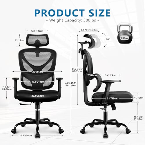 WINRISE OFFICE CHAIR ERGONOMIC DESK CHAIR COMFY COMPUTER CHAIR - BLACK - Like New