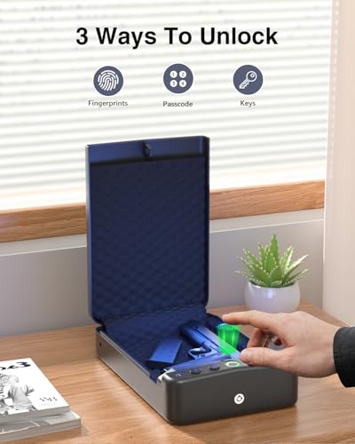 SOOWAY-450C GUN SAFE SMALL PISTOL SAFE BIOMETRIC GUN SAFE FOR HANDGUN - BLACK - Like New