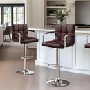 Yaheetech Bar Stools Set of 2, Swivel with Backs, Adjustable Height, Brown - Brand New