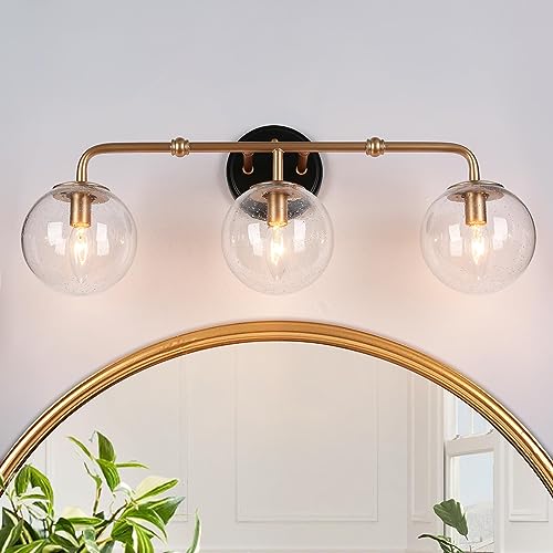 CLASSY LEAVES BLACK GOLD BATHROOM LIGHT FIXTURES - BLACK AND GOLD - Like New