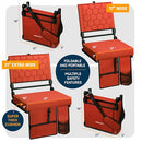 ALPCOUR FOLDING RECLINING STADIUM SEATS BACK SUPPORT BLEACHER CHAIRS - RED - Like New