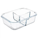 LEXI HOME 51 OZ. 3-COMPARTMENT BOROSILICATE GLASS FOOD STORAGE - CLEAR/BLUE - Brand New