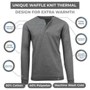 BLUE ICE MENS CHARCOAL LONG SLEEVE STRETCH HENLEY SHIRT SIZE: MEN M - CHARCOAL - Brand New