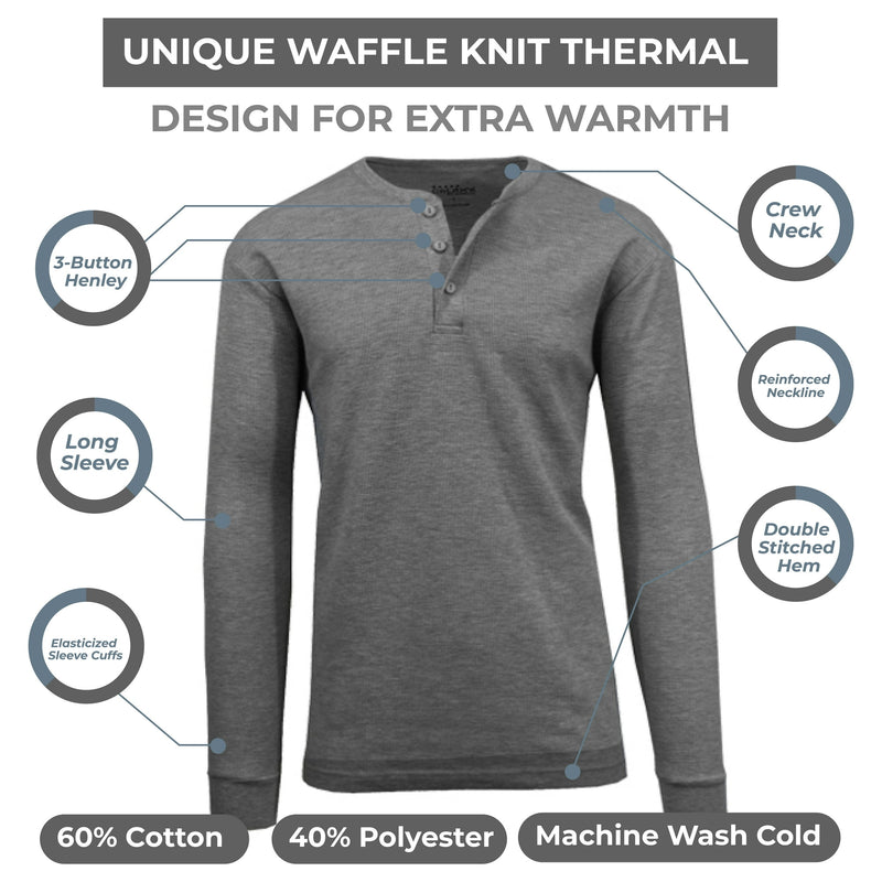 BLUE ICE MENS CHARCOAL LONG SLEEVE STRETCH HENLEY SHIRT SIZE: MEN M - CHARCOAL - Brand New