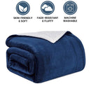 LUXURY HOME LIGHTWEIGHT SUPER SOFT COZY SHERPA FLEECE THROW BLANKET 50X60 - BLUE - Like New