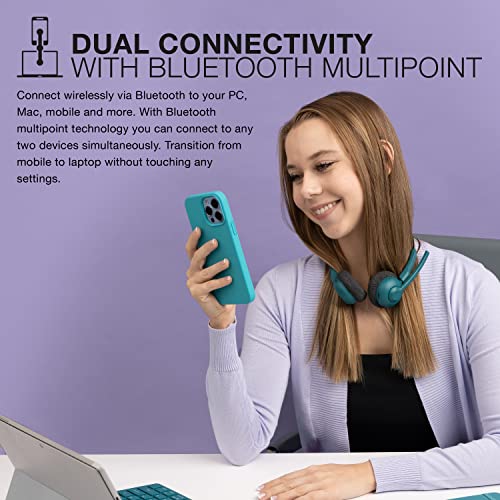 JLAB GO WORK POP ON-EAR WIRELESS HEADSET 50+ HOURS PLAYTIME BLUETOOTH - TEAL - Brand New