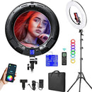 Weeylite WE-10 18" RGB Light Ring Tripod Stand Phone Holder B087WYSNV9 - Black - Brand New