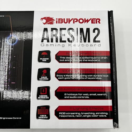 IBUYPOWER ARES M2 RGB BACKLIT USB WIRED GAMING KEYBOARD - BLACK - Like New