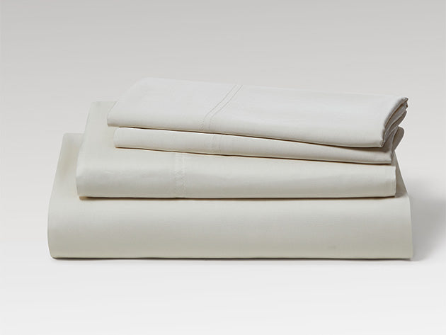 KATHY IRELAND 300 THREAD COUNT 100% BAMBOO RAYON SHEET SET KING - IVORY/WHITE - Like New