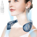 QMKKX NECK FAN MIST SPRAY BLADELESS FOLDING NECK FANS THAT BLOW COLD AIR BLUE - Like New