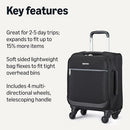 AMAZON BASICS LUGGAGE 18" SMALL CARRY-ON SOFTSIDE SUITCASE WITH WHEELS - BLACK - Like New